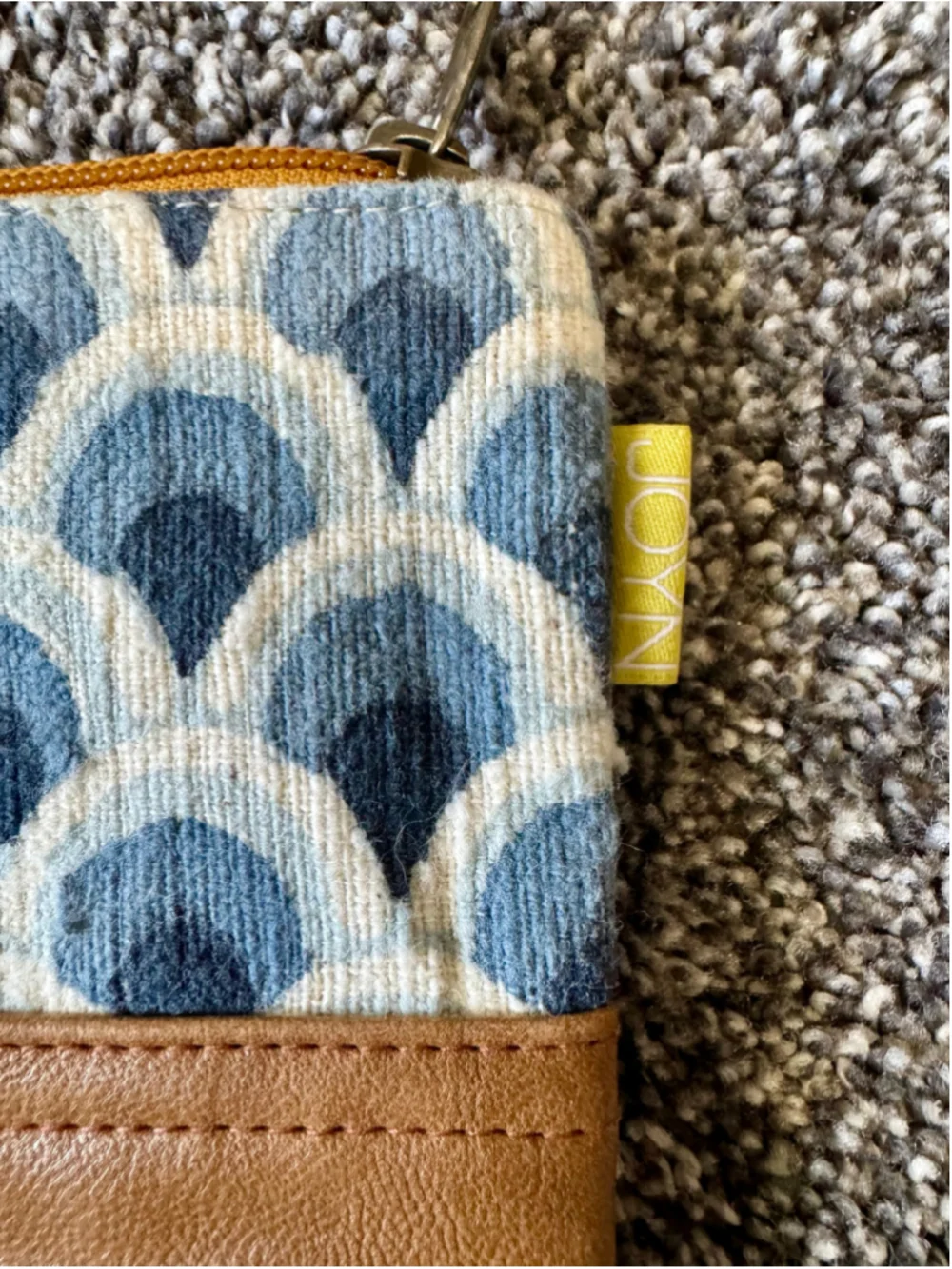 Women's JOYN Blue & Brown Patterned Cotton Cosmetic/Accessory Pouch NWT